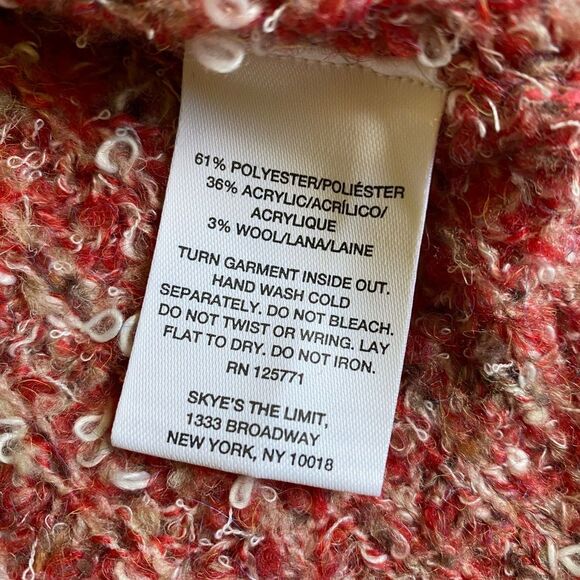 Skye's The Limit Women's Open Knit Cowl Neck Sweater Size S Marled Red Boho - Picture 12 of 14